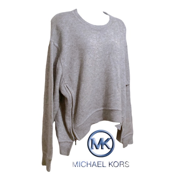 ✨ NWT MICHAEL KORS | WMNS 100% CASHMERE HI-LO SWEATER W/ ZIPPERS | $395 | LARGE - Picture 2 of 15